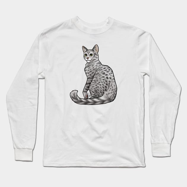 Cat - Egyptian Mau - Silver Long Sleeve T-Shirt by Jen's Dogs Custom Gifts and Designs